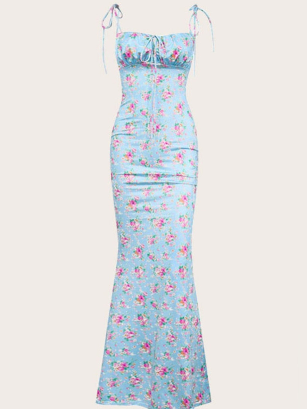 House of CB RAPHAEL Pale Blue Floral Summer Maxi Dress - Picture 6 of 10